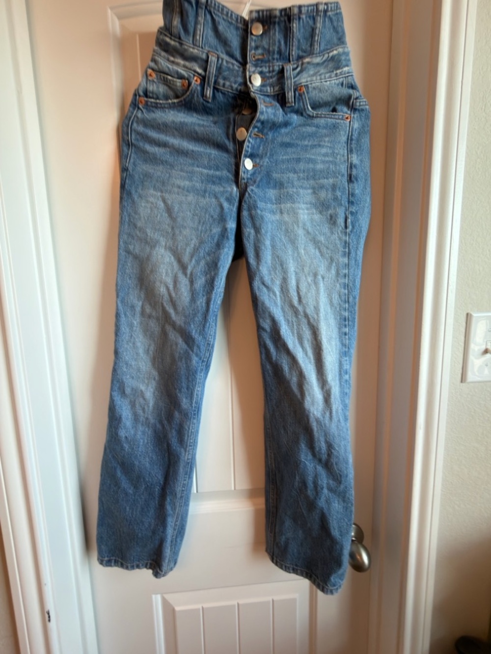 Marissa Webb High-Rise Medium Blue Button-Fly Jeans